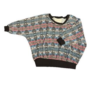 Billabong Southwestern Aztec Relaxed 3/4 Sleeve Shirt Sz Small Western Preppy